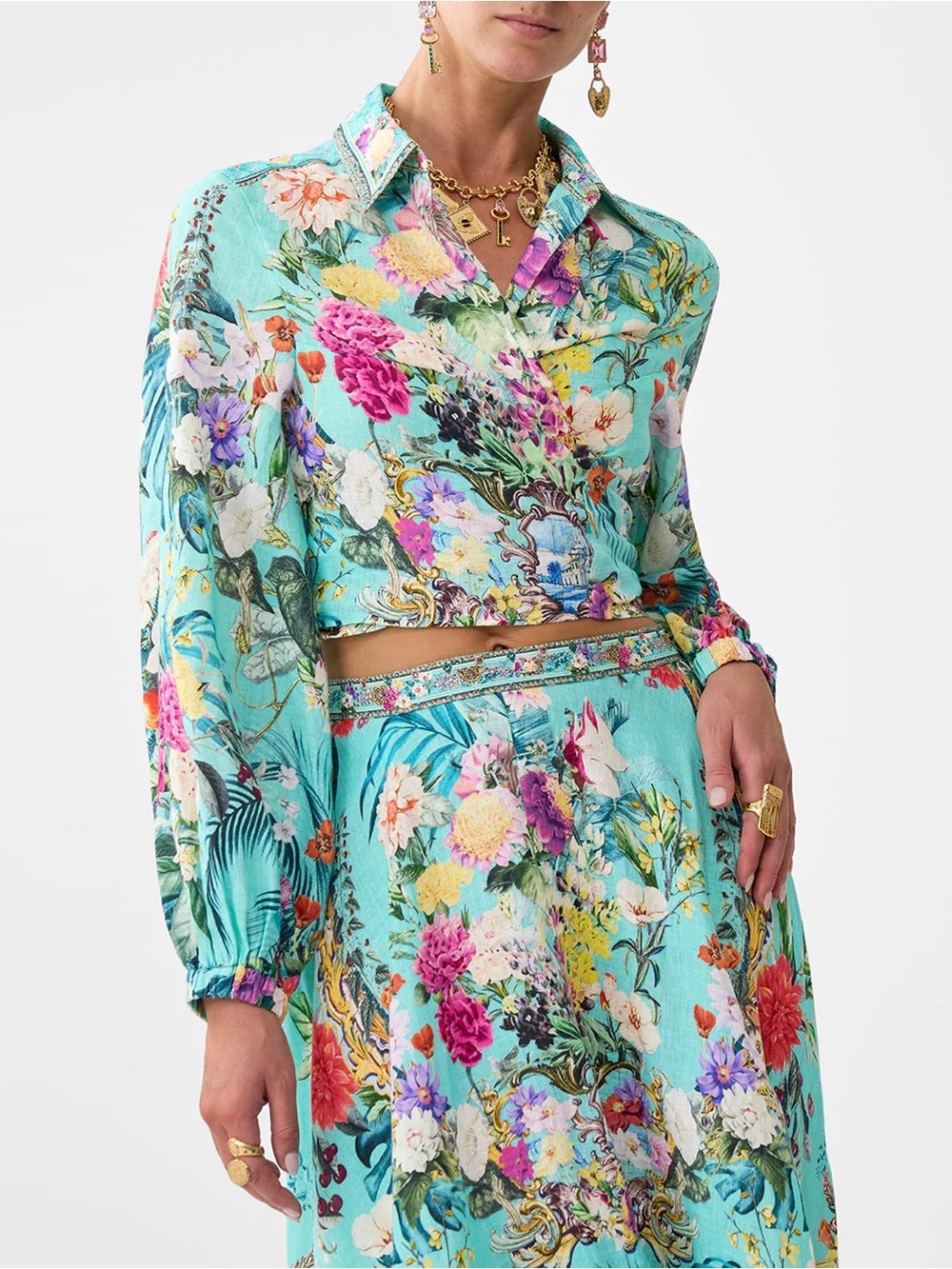 Camilla - Cropped Wrap Shirt - Gardens of Queluz